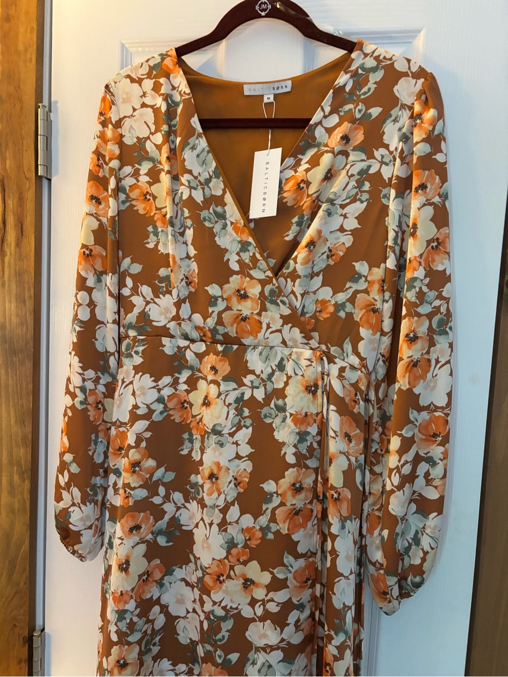 Floral Wrap Dress - Rust Orange Floral